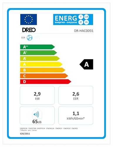 DREO Aire Acondicionado Portátil 10000 BTU - Control por App/Voz, Silencioso, Sin Drenaje, Temporizador 24h, Deshumidificador