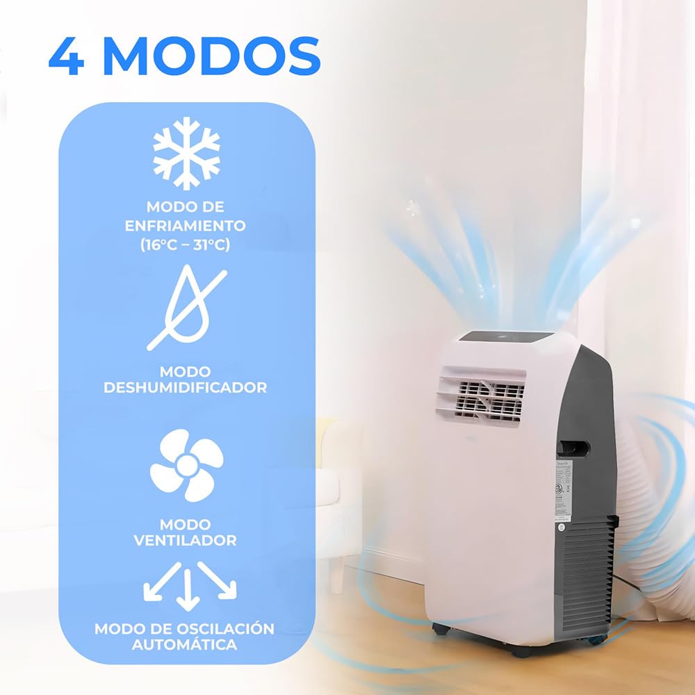 SereneLife Aire Acondicionado Portátil 12000 BTU Silencioso 3 en 1 con Mando y Kit de Ventana, Silencioso