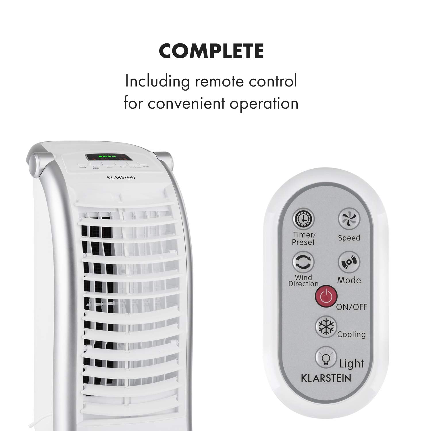 Klarstein Aire Acondicionado Portátil 4 en 1 Silencioso con Humidificador, Purificador y Ventilador