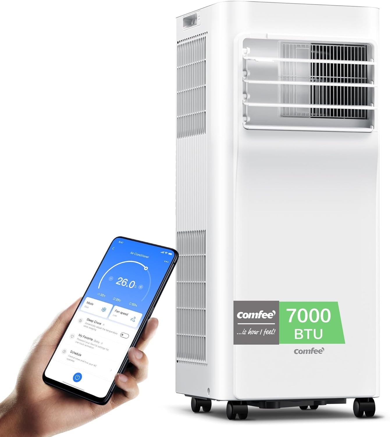 COMFEE Breezy Cool Pro Aire Acondicionado Portátil 7000 BTU con App y Kit de Ventana
