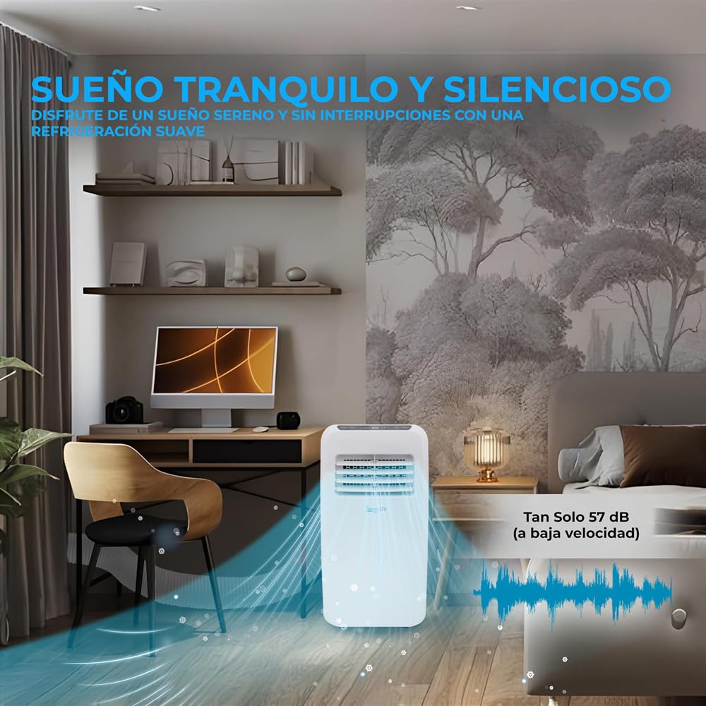 SereneLife Aire Acondicionado Portátil 12000 BTU Silencioso 3 en 1 con Mando y Kit de Ventana, Silencioso