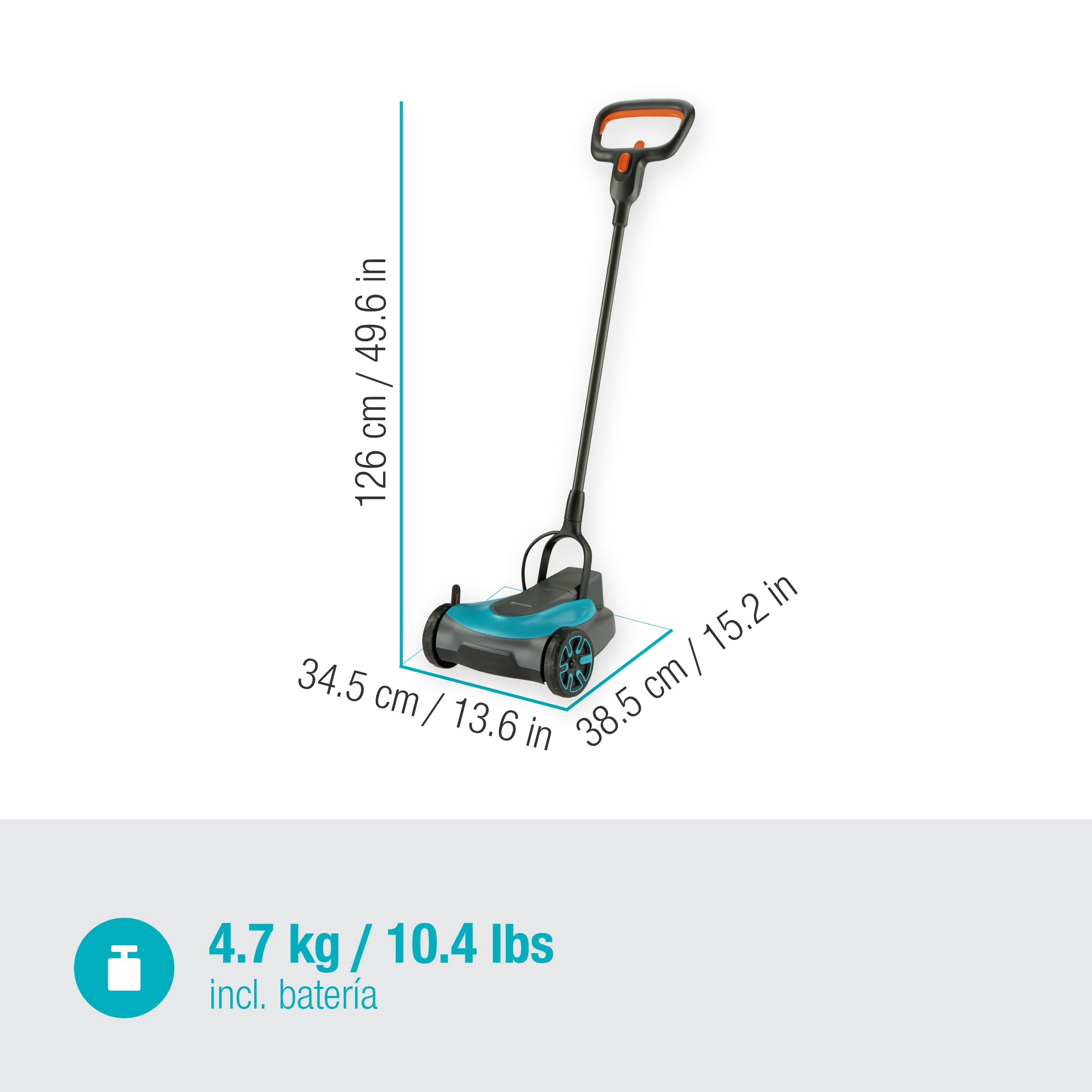 Gardena HandyMower 22/18V P4A Cortacésped Manual Batería 50m², Incl. Batería