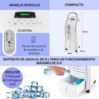 Klarstein Aire Acondicionado Portátil 4 en 1 Silencioso con Humidificador, Purificador y Ventilador