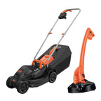 BLACK+DECKER Cortacésped Eléctrico 1000W 32cm + Desbrozadora, 35L, 250m² - BEMW351GL2