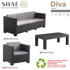 SP Berner Set Diva Tropea Grafito: Sofá 3P + 2 Sillones + Mesa, Reciclado