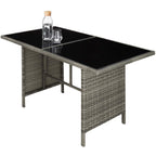 TecTake Set Esquina Ratán 5 Pzas: Sofá + 2 Taburetes + Mesa, Gris/Beige