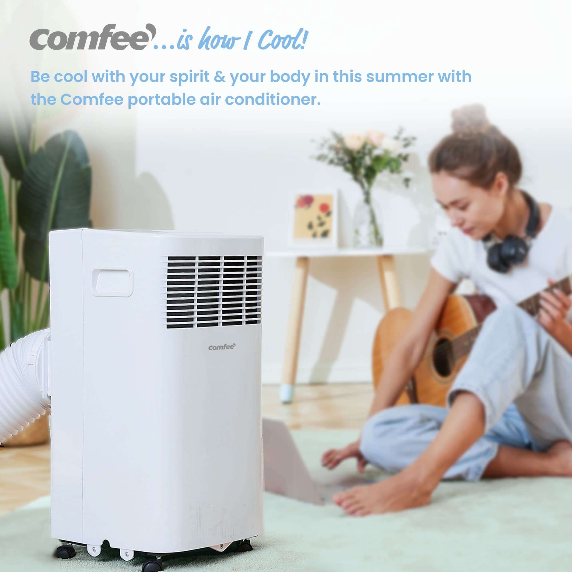 Comfee Aire Acondicionado Portátil 5000BTU Silencioso 3 en 1 con Mando a Distancia Blanco