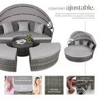 TecTake Isla Ratán con Toldo Corredizo, Cojines, Estructura Acero, UV, Gris