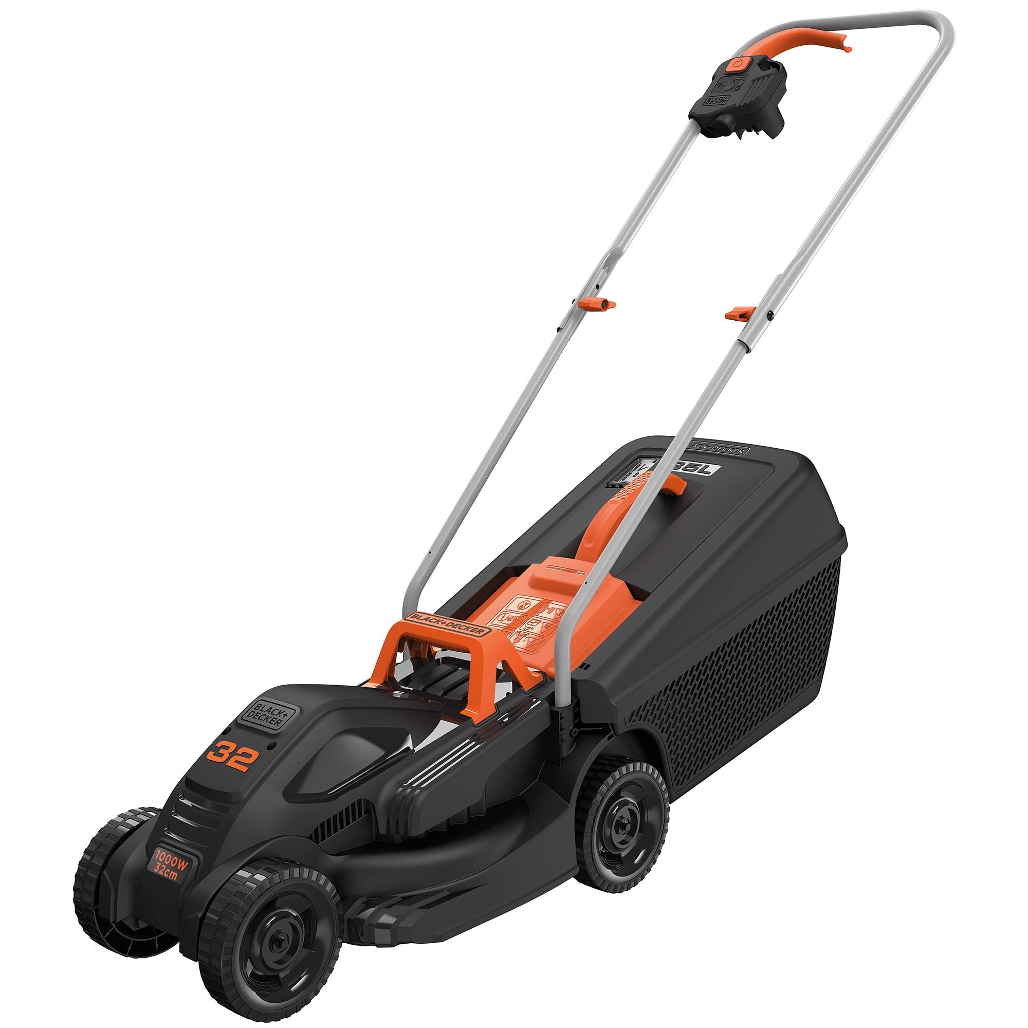 BLACK+DECKER Cortacésped Eléctrico 1000W 32cm + Desbrozadora, 35L, 250m² - BEMW351GL2