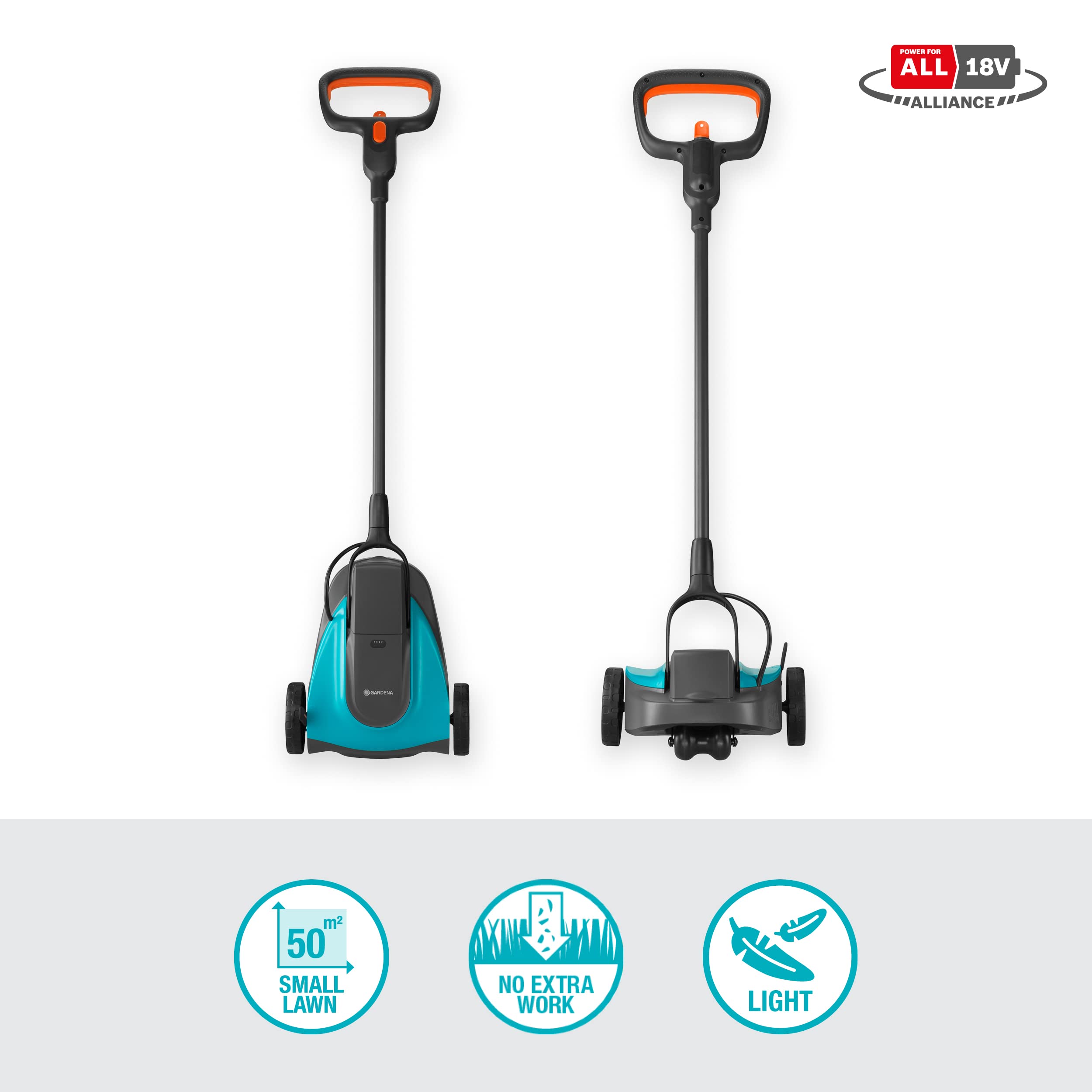 Gardena HandyMower 22/18V P4A Cortacésped Manual Batería 50m², Incl. Batería