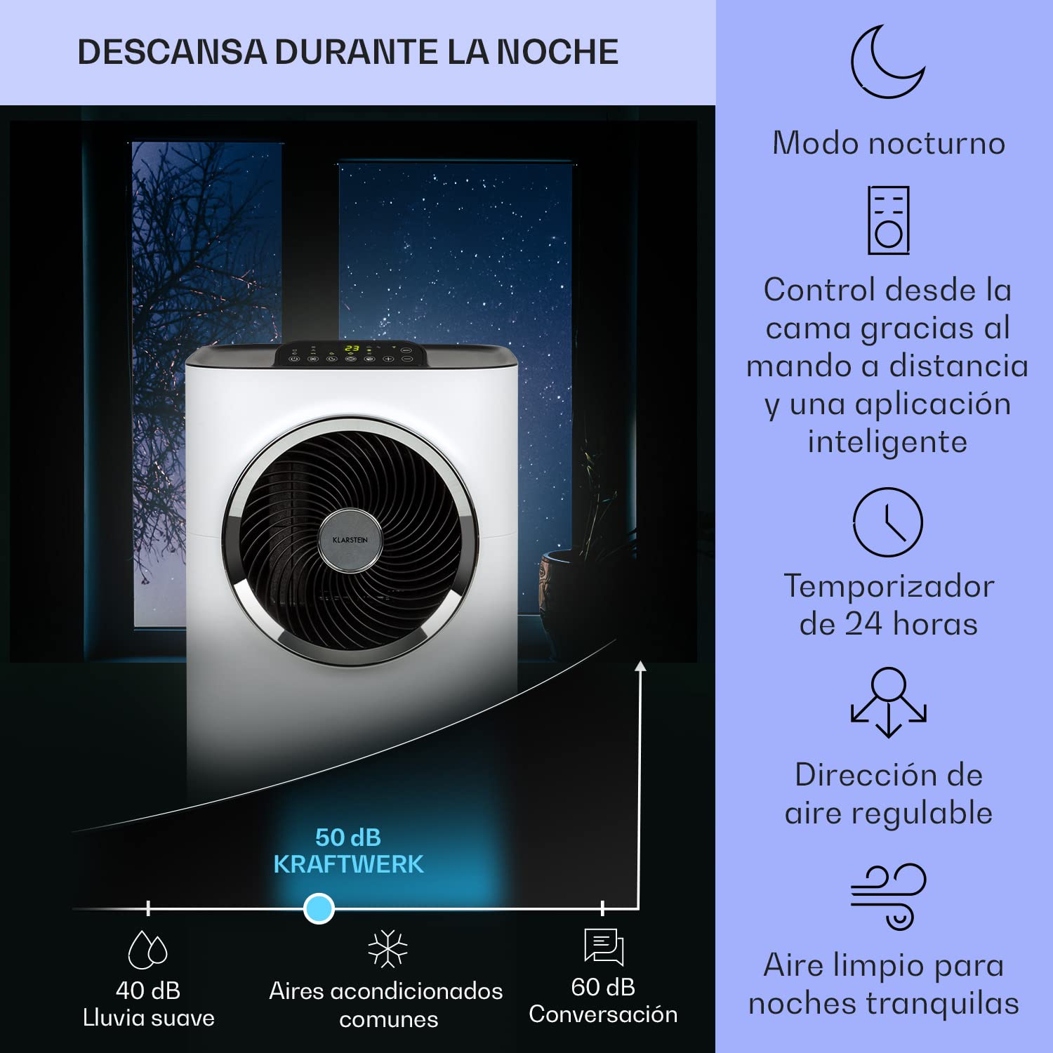Klarstein Kraftwerk Smart 12K Aire Acondicionado Portátil 12000 BTU con App, Alexa y Temporizador