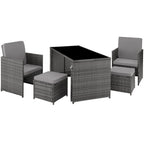 TecTake Set Jardín: 2 Sillones Pleg + Taburete + Mesa Cristal, Abrebotellas