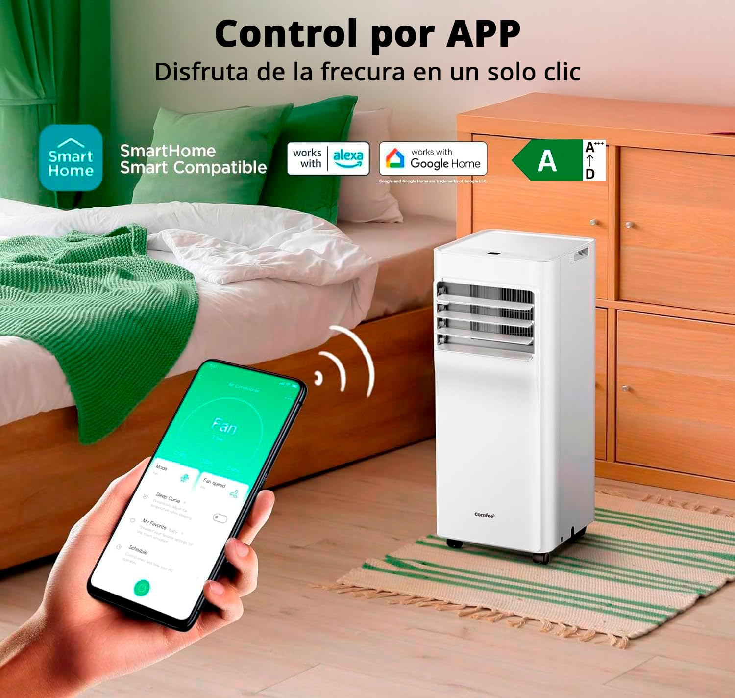 COMFEE Breezy Cool Pro Aire Acondicionado Portátil 7000 BTU con App y Kit de Ventana