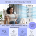 Klarstein Aire Acondicionado Portátil 4 en 1 Silencioso con Humidificador, Purificador y Ventilador