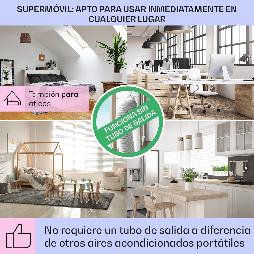 Klarstein Aire Acondicionado Portátil 4 en 1 Silencioso con Humidificador, Purificador y Ventilador