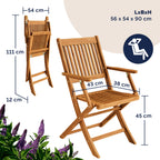 CASARIA Juego Jardín Sydney: Madera Acacia FSC, 5 Pzas Plegable, 120x70cm