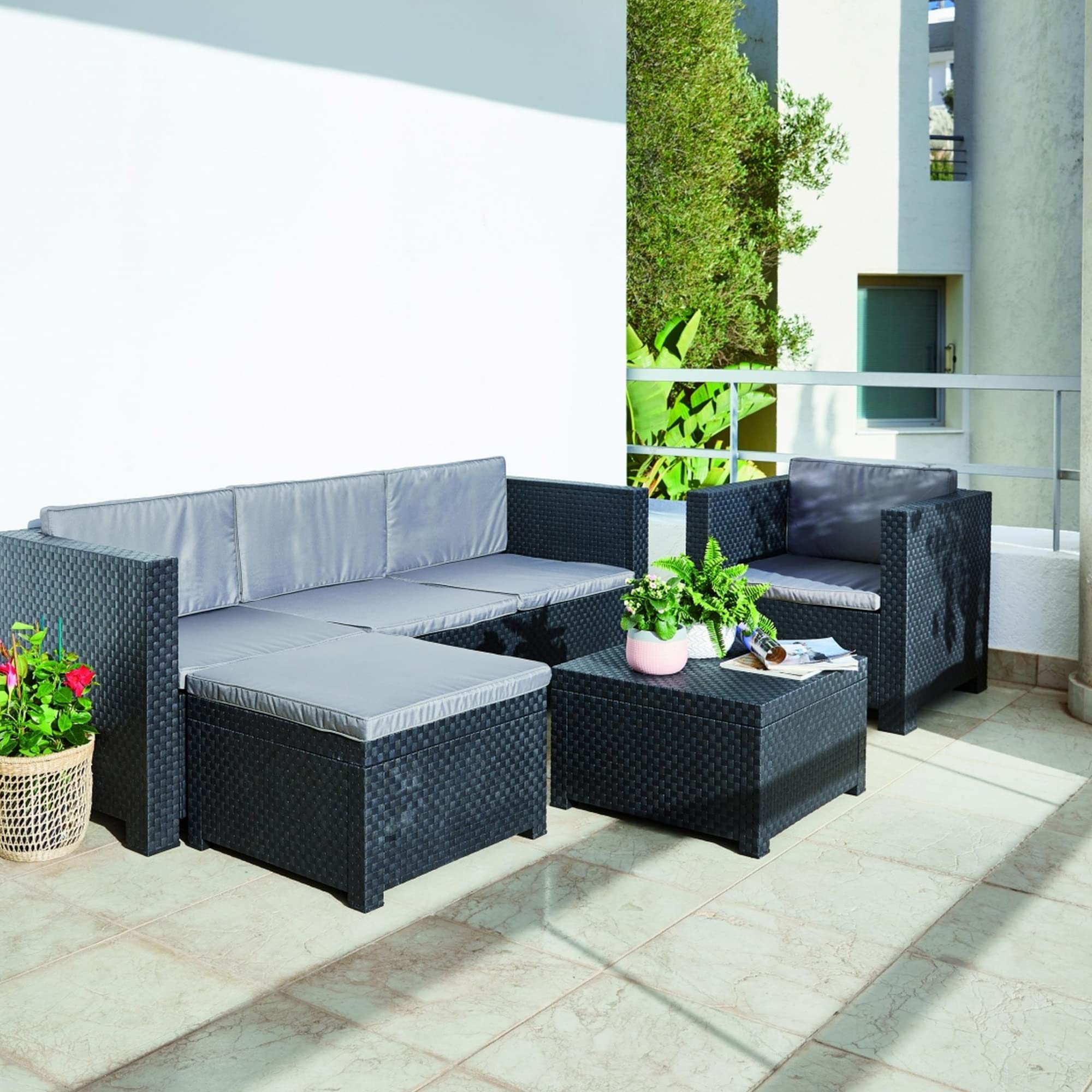Shaf Manhattan Set Jardín Grafito, Materiales Reciclados, Fabricado España
