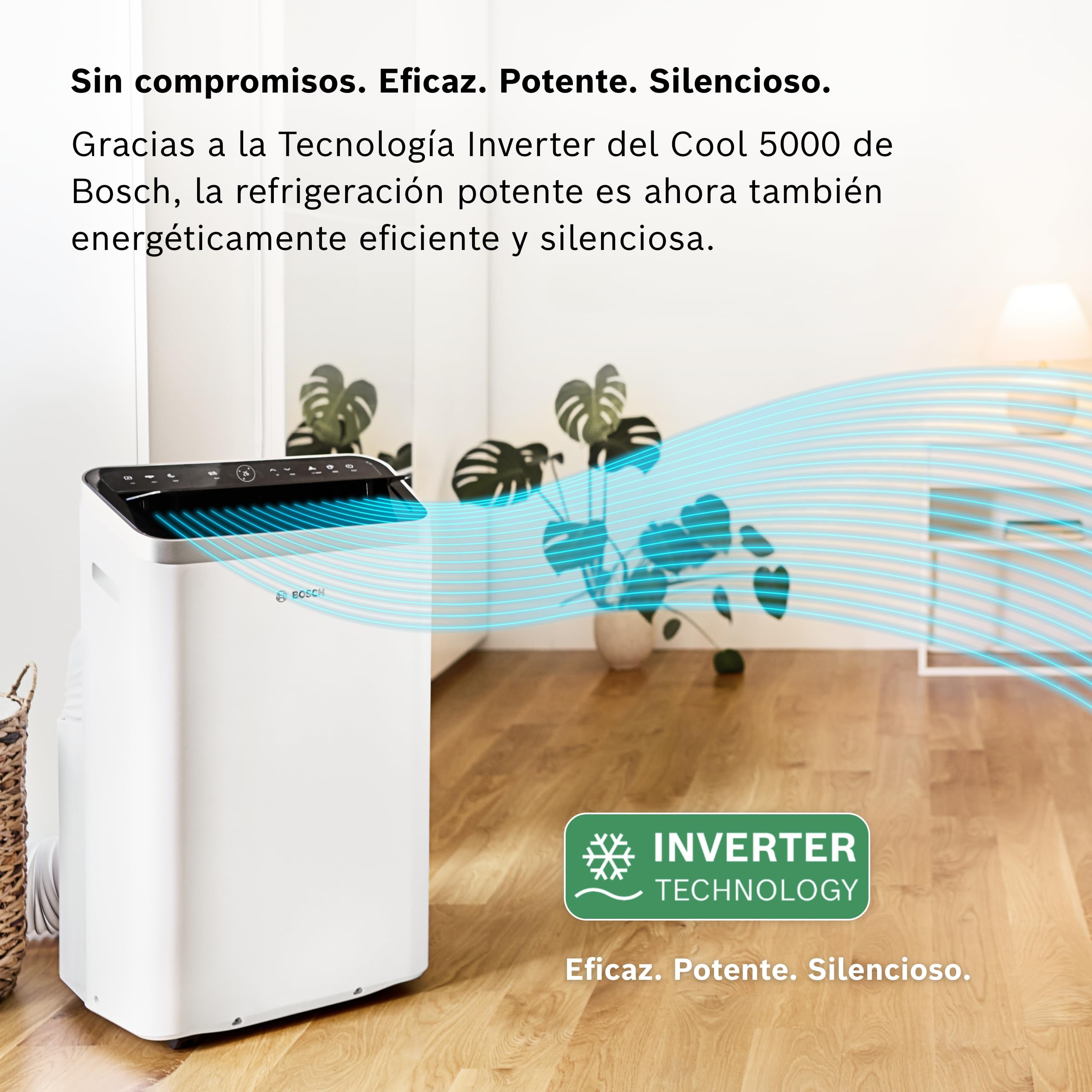 Bosch Cool 5000 Aire Acondicionado Portátil 3 en 1 3,5kW para Habitaciones hasta 35m², Modo Silencioso y Modo Sleep