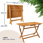 CASARIA Juego Jardín Sydney: Madera Acacia FSC, 5 Pzas Plegable, 120x70cm