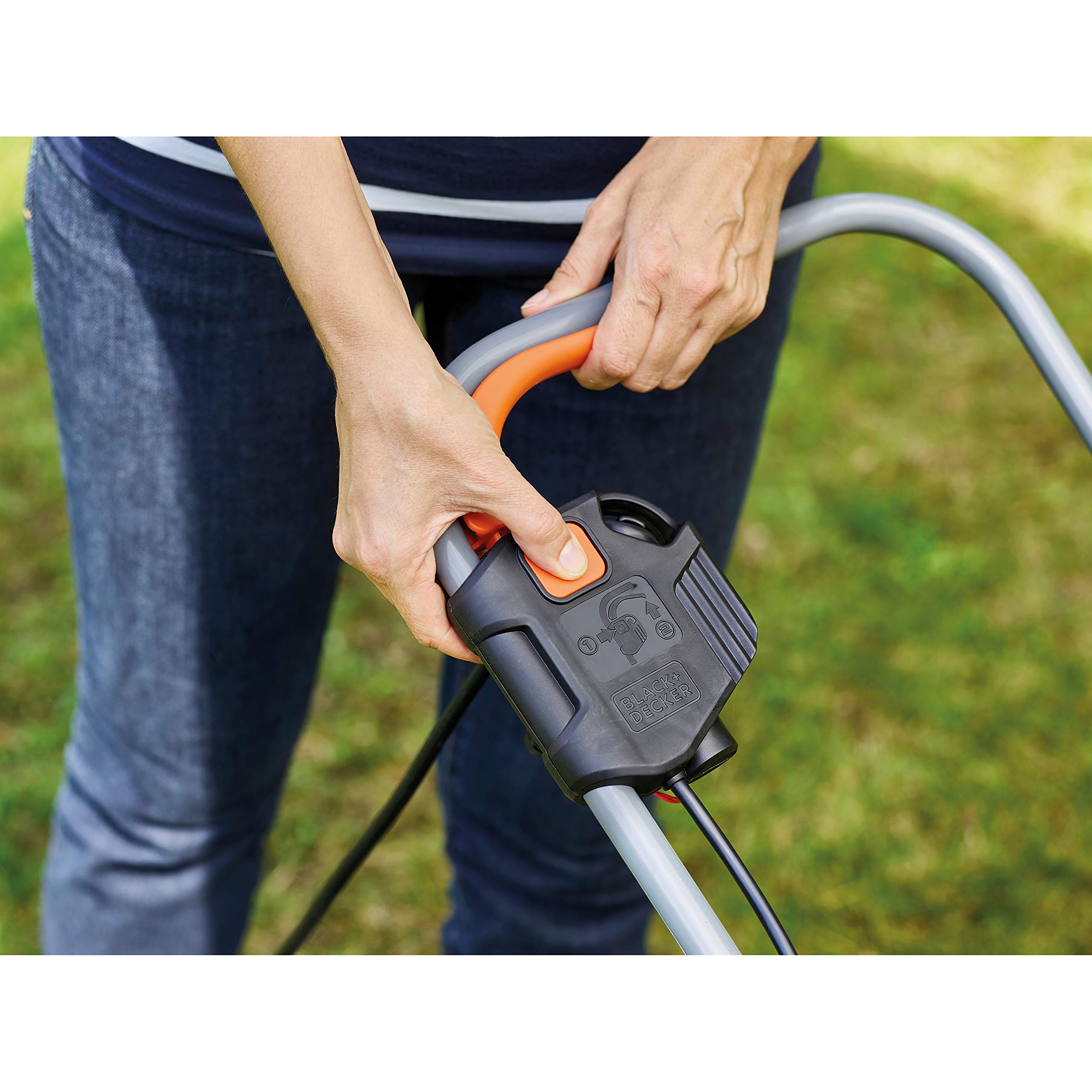 BLACK+DECKER Cortacésped Eléctrico 1000W 32cm + Desbrozadora, 35L, 250m² - BEMW351GL2