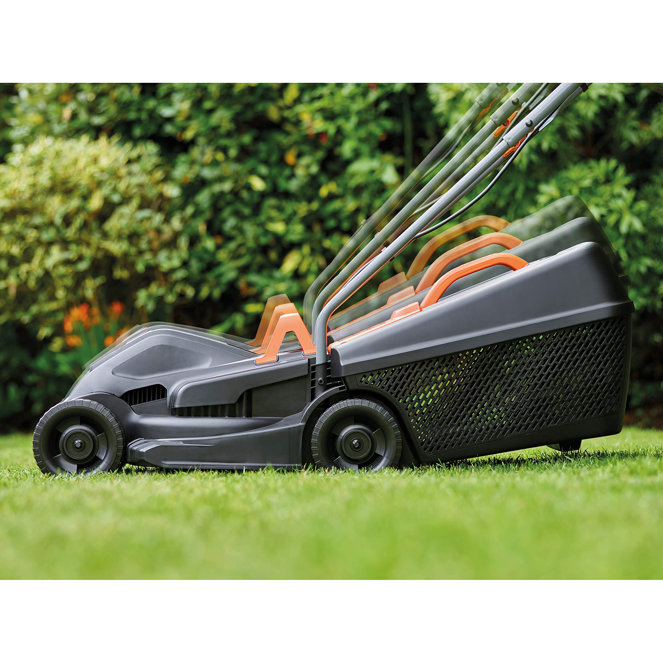 BLACK+DECKER Cortacésped Eléctrico 1000W 32cm + Desbrozadora, 35L, 250m² - BEMW351GL2