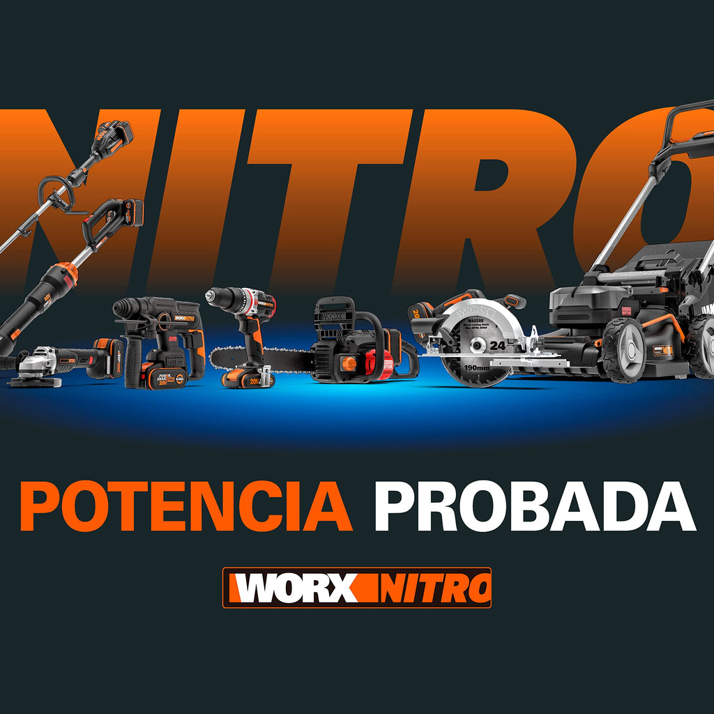 WORX WG749E Nitro Cortacésped 40V 46cm, Tracción, Mulching, 7 Alturas, 2 Baterías