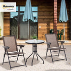 Outsunny Set Jardín: Mesa + 2 Sillas Reclinables, Texteline/Acero, Marrón