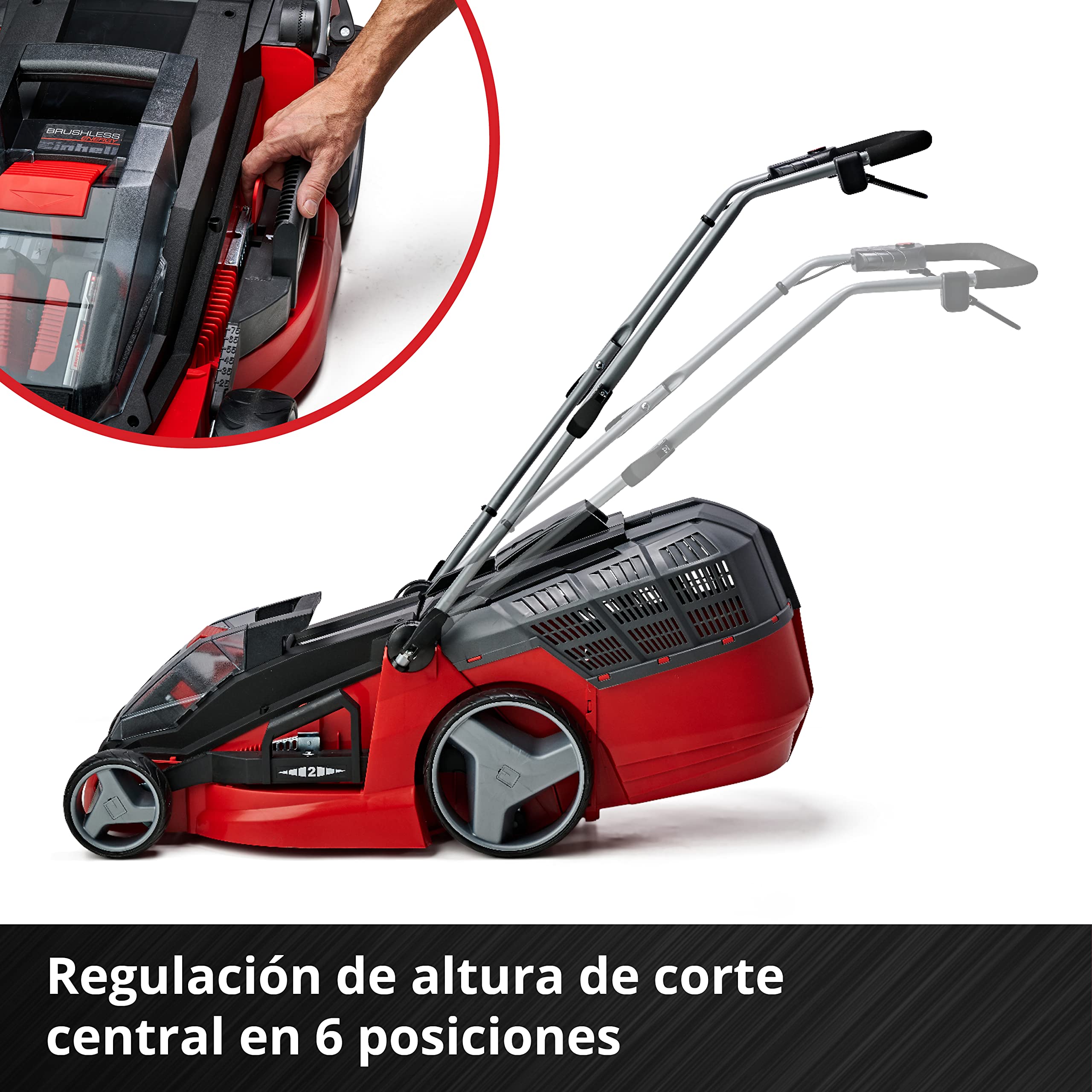 Einhell GE-CM 43 Li M Kit Cortacésped Batería 43cm 600m², Mulching, 63L, 2 Baterías