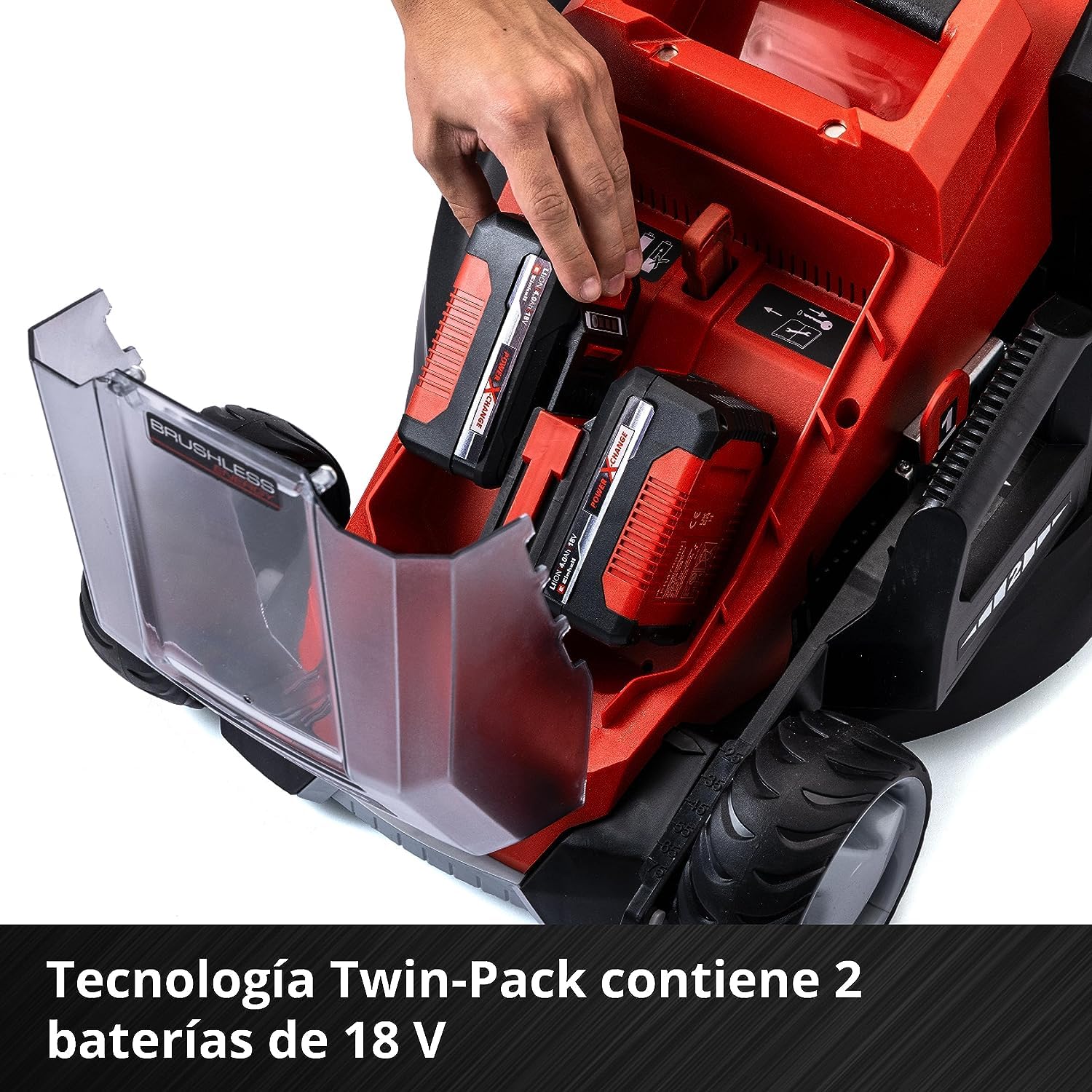 Einhell GE-CM 36/36 Li Kit Cortacésped Batería 36cm 400m², Brushless, 40L, 2 Baterías