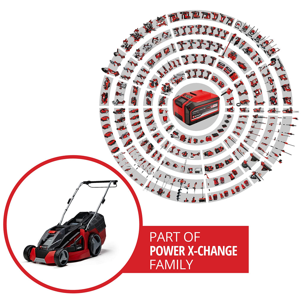 Einhell GE-CM 43 Li M Kit Cortacésped Batería 43cm 600m², Mulching, 63L, 2 Baterías