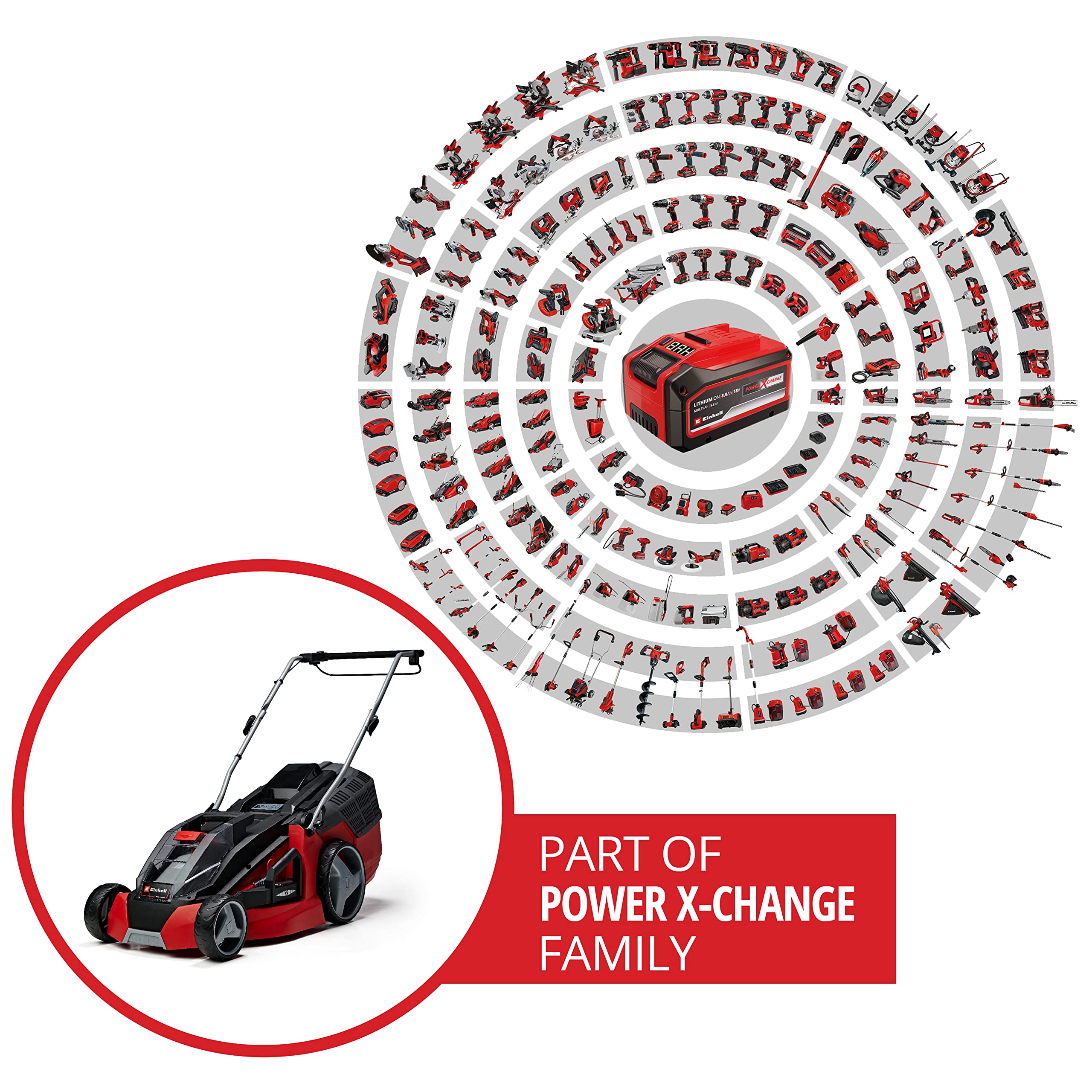 Einhell GE-CM 43 Li M Kit Cortacésped Batería 43cm 600m², Mulching, 63L, 2 Baterías