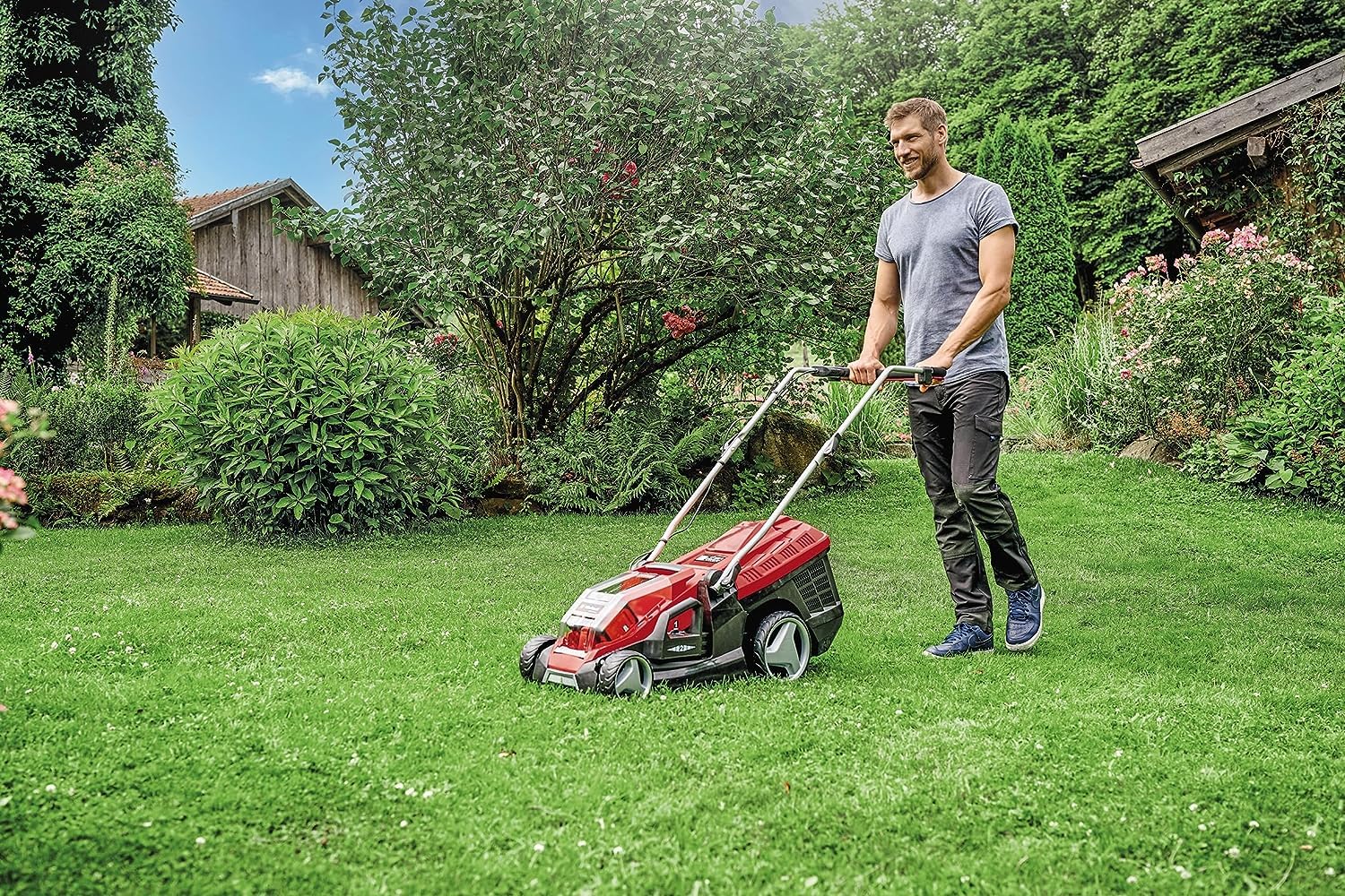 Einhell GE-CM 36/36 Li Kit Cortacésped Batería 36cm 400m², Brushless, 40L, 2 Baterías