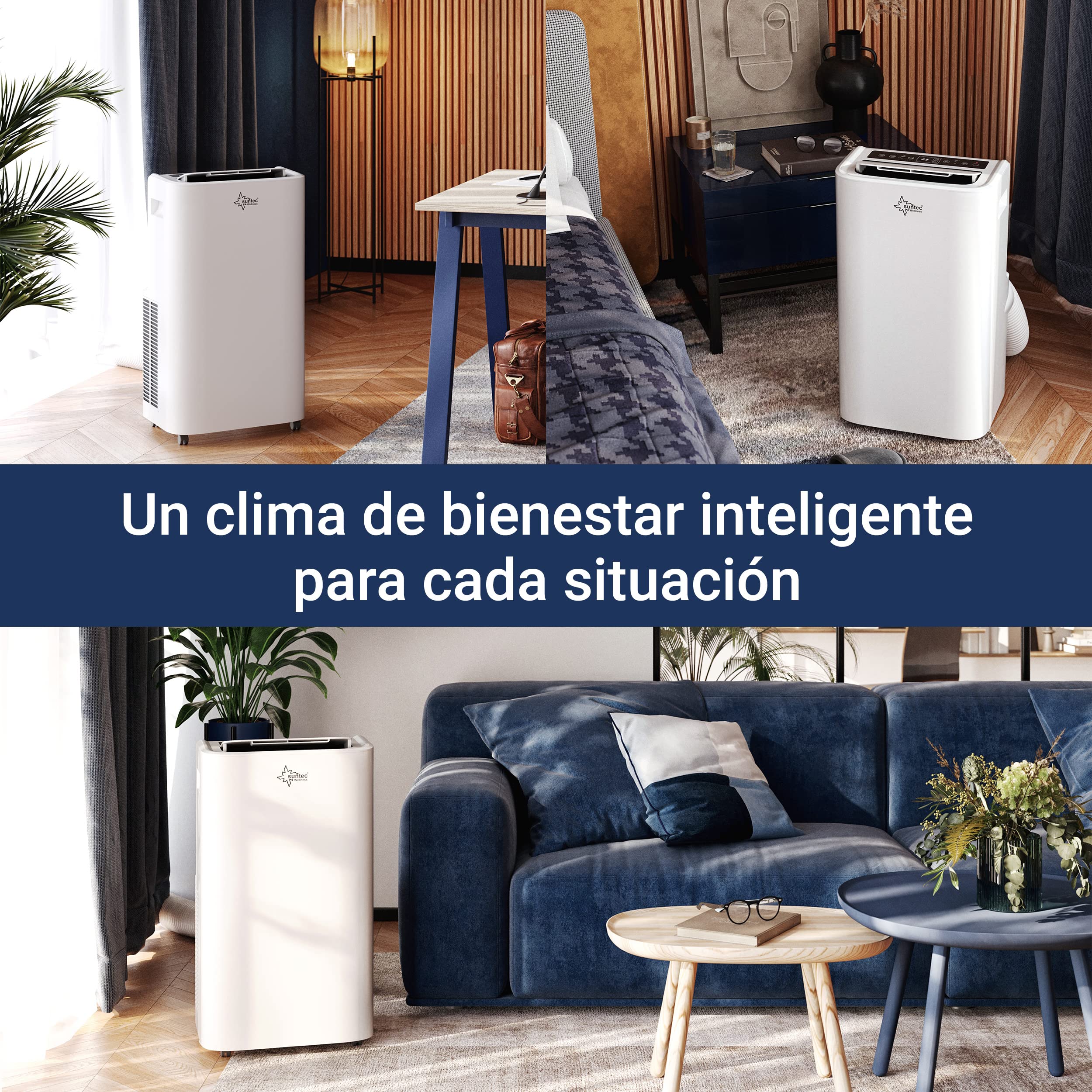 SUNTEC Coolfixx 12000 BTU Aire Acondicionado Móvil Silencioso con App para Habitaciones hasta 60 m²