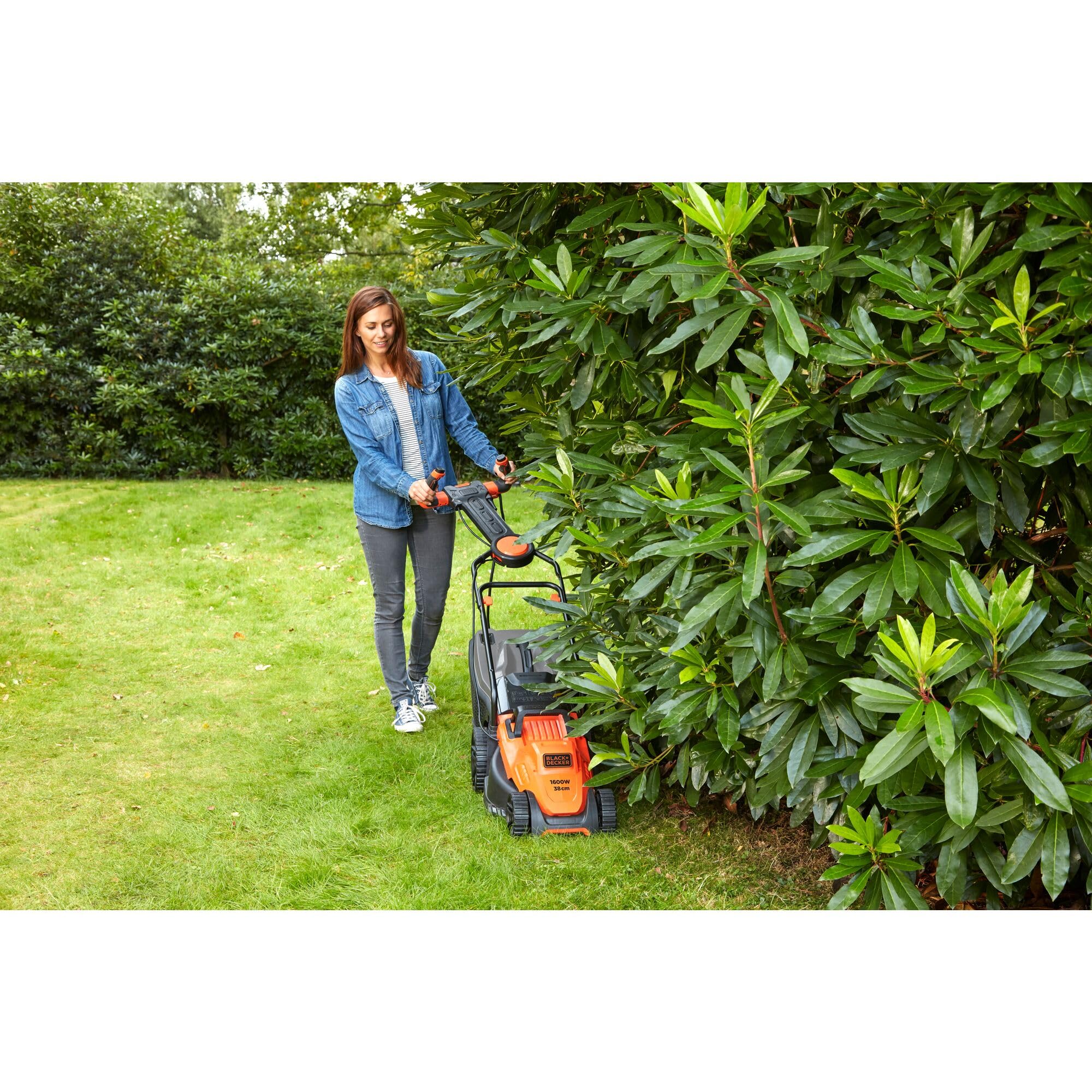 BLACK+DECKER BEMW471ES Cortacésped Eléctrico 1600W 38cm, 6 Alturas