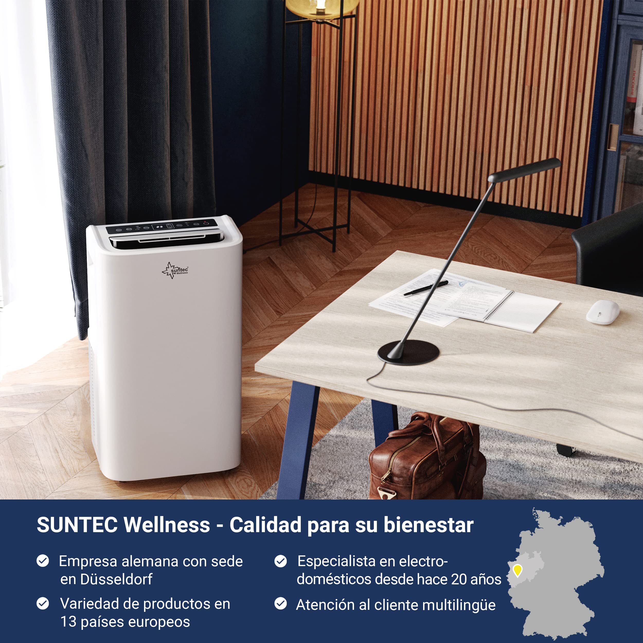 SUNTEC Coolfixx 12000 BTU Aire Acondicionado Móvil Silencioso con App para Habitaciones hasta 60 m²
