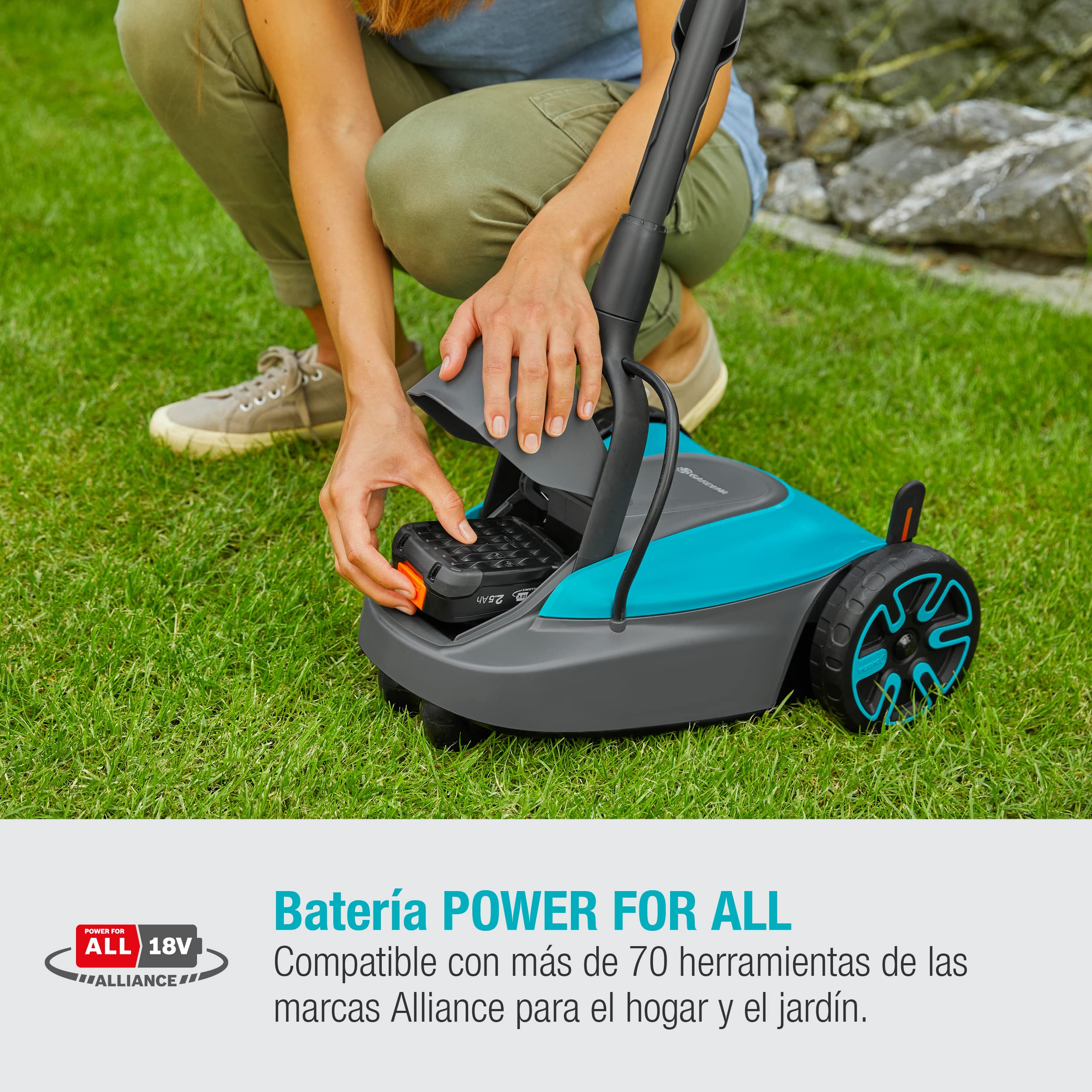 Gardena HandyMower 22/18V P4A Cortacésped Manual Batería 50m², Incl. Batería