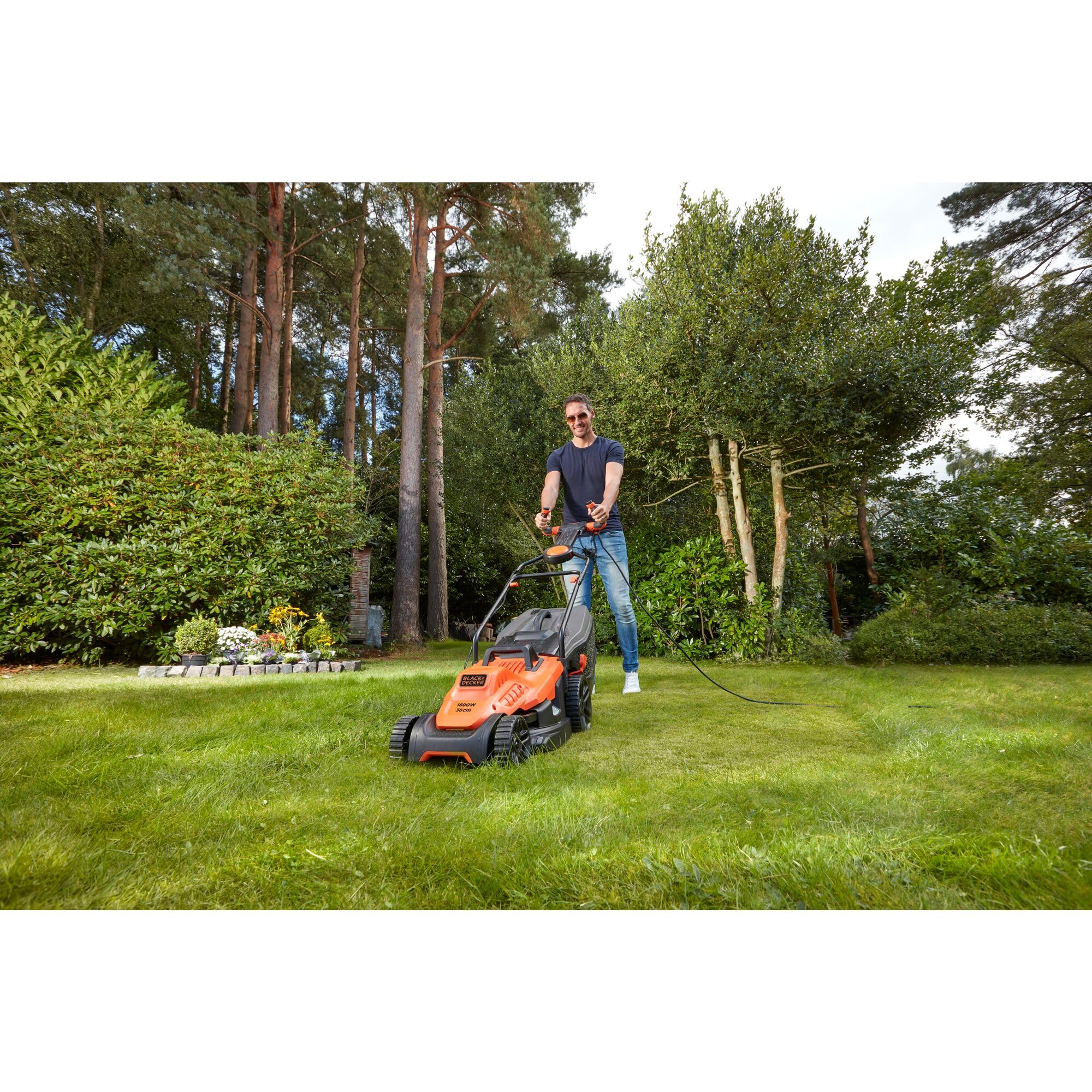 BLACK+DECKER BEMW471ES Cortacésped Eléctrico 1600W 38cm, 6 Alturas